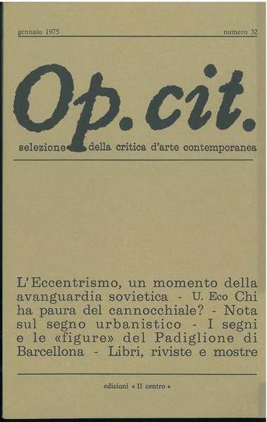 Op. cit. Rivista quadrimestrale di selezione della critica d'arte contemporanea. …