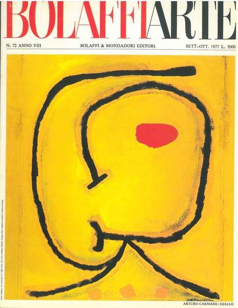 Bolaffiarte n. 72. Arturo Carmassi: "Giallo". Riproduzione fotolitografica (in 6 colori) espressamente eseguita per la collezione: "I colori dell'arcobaleno" in 5000 esemplari. (Il nostro non numerato e non firmato)