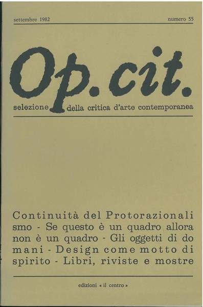 Op. cit. Rivista quadrimestrale di selezione della critica d'arte contemporanea. …