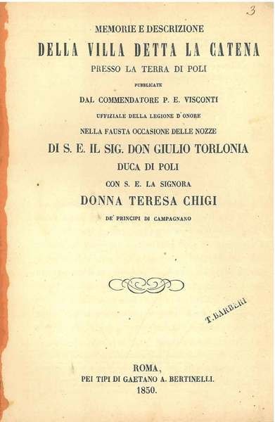 Memorie e descrizione della villa detta la catena presso la …