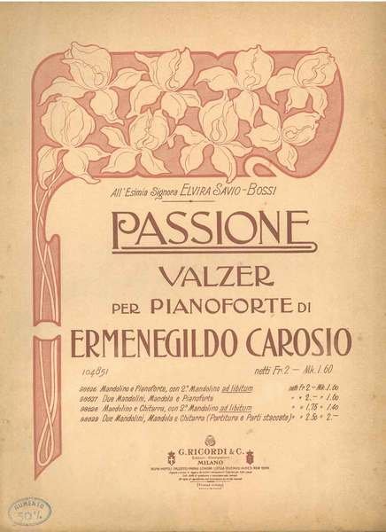 Passione. Valzer per pianoforte