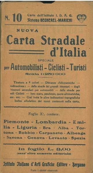 Nuova carta stradale d'Italia, speciale per automobilisti, ciclisti, turisti. Scala …