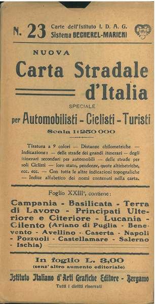 Nuova carta stradale d'Italia, speciale per automobilisti, ciclisti, turisti. Scala …