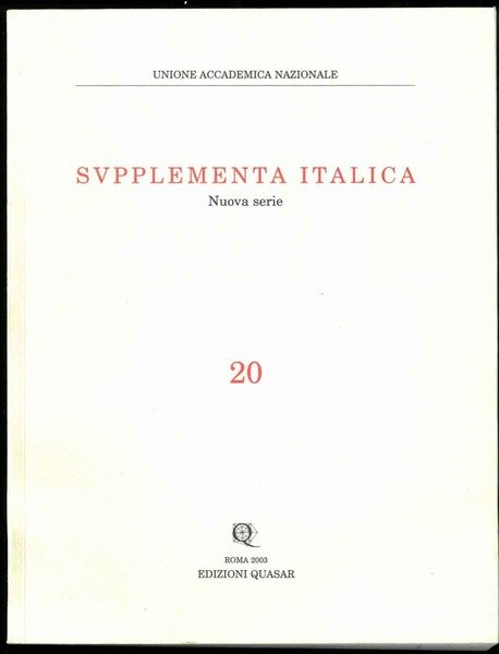 Supplementa italica. Nuova serie n. 20. Venusia.