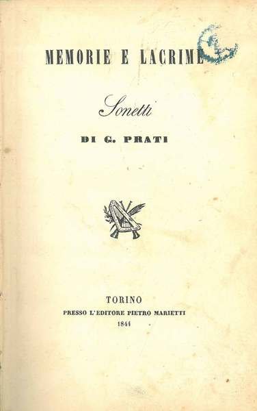 Memorie e lacrime. Sonetti