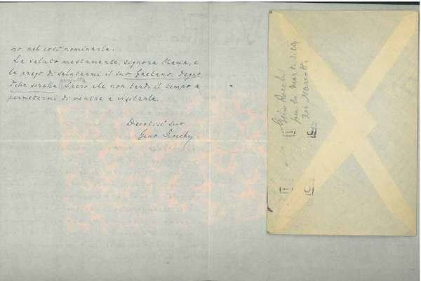 Lettera con allegata busta spedita: "Bologna 2.1.1928"