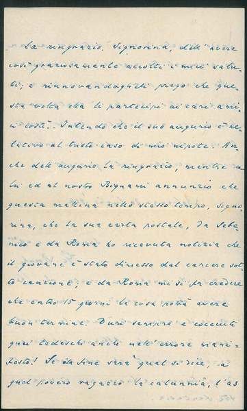 Lettera datata Bologna, 30 Luglio