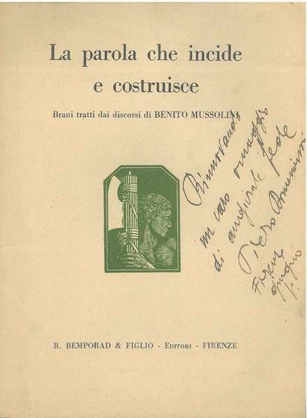 Dedica autografa e firmata dallo scrittore alla sola copertina del …