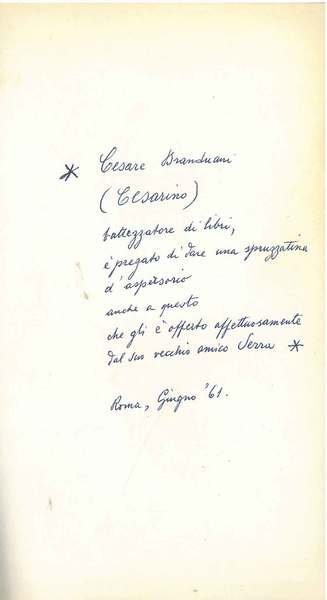 Foglietto con data: "Roma, giugno '61"