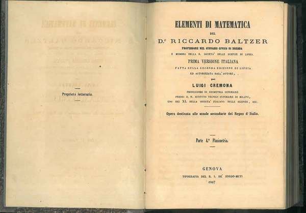 Elementi di matematica. Parte 4°: Planimetria, Parte 5°: Stereometria; Parte …