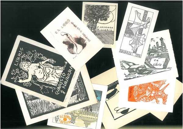 10 ex libris incisi di e per Evaristo Navarra, vari soggetti, formati, tecniche e argomenti. 2 con firme originali