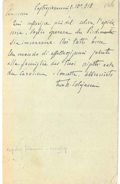Cartolina postale viaggiata, datata 2-10-18