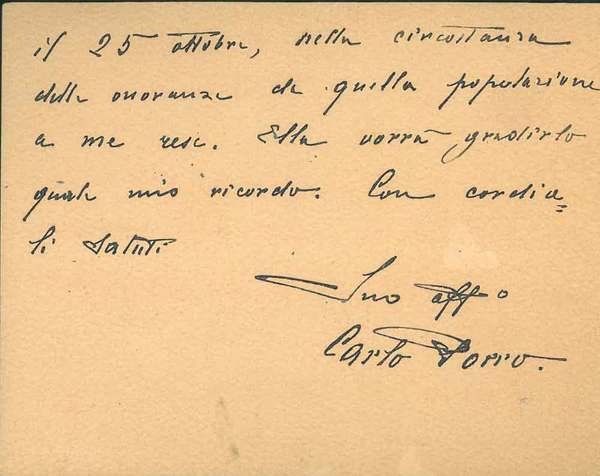 Biglietto intestato "Senato del Regno" e datato "28 - XI …