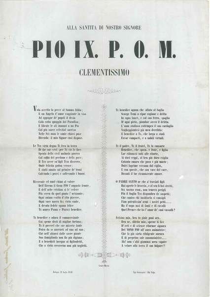 Dedica di Masini a Gaetano Giordani al retro di un …