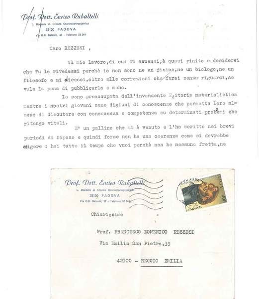 Carta intestata Prof. Dott. Enrico Rubatelli, L. docente di Clinica …