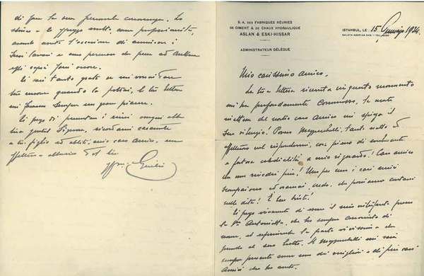 2 lettere su carta intestata: "Comm. Giulio Mongeri, Rappresentante per …