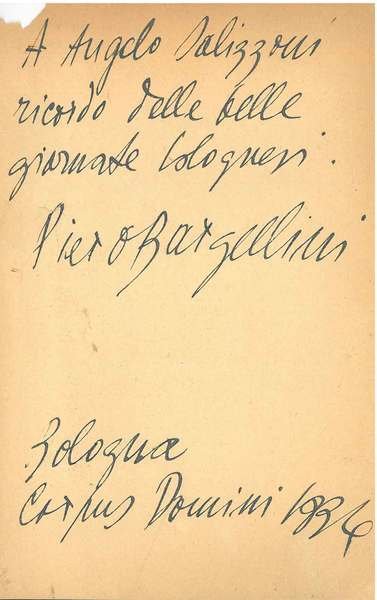 Foglio Bianco datato: "Bologna, Corpus Domini 1934"