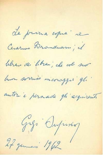 Foglio, con 6 righe autografe e firmate. a Cesarino Branduani. …