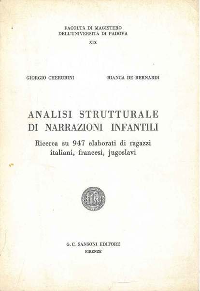 Analisi strutturale di narrazioni infantili. Ricerca su 947 elaborati di …