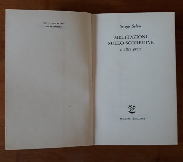 Meditazioni sullo scorpione e altre prose