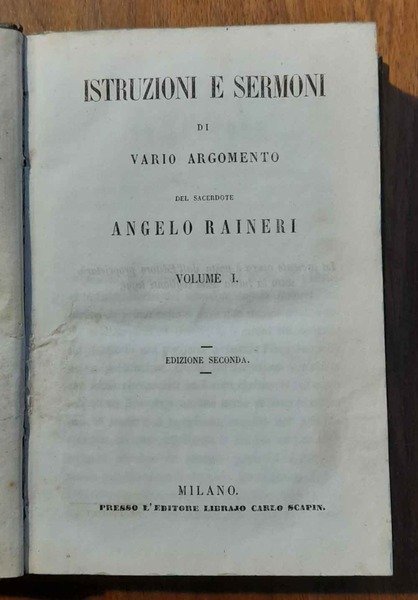 Istruzioni e sermoni di vario argomento