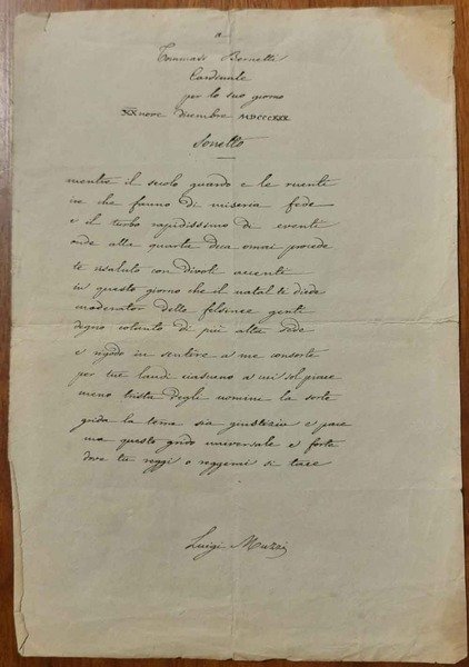 Sonetto al Cardinale Tommaso Bernetti legato Apostolico di Bologna "Per …