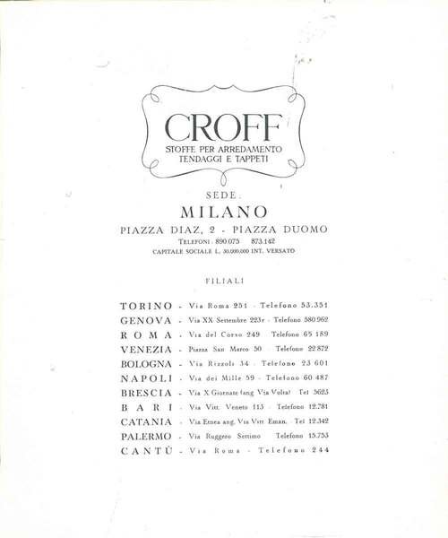 Per i vostri acquisti abbiate fiducia nei tipi Croff. Croff, …