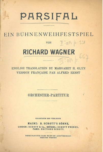 Parsifal. Ein Buhnenweihfestspiel von Richard Wagner. Orchester - Partitur English …