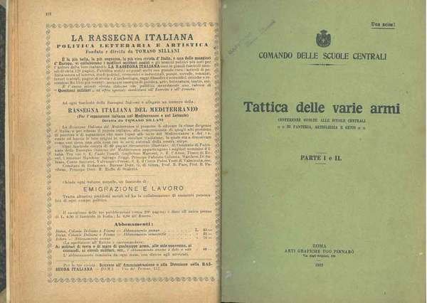Tattica delle varie armi. Conferenze svolte alle scuole centrali di …