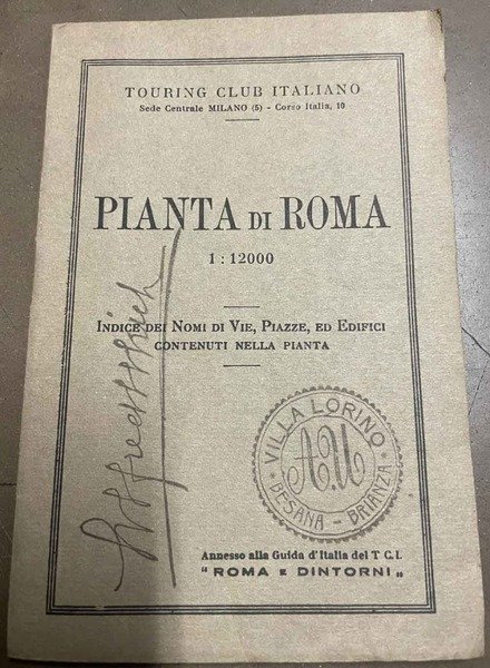 Pianta di Roma 1:12000. Indice dei nomi di vie, Piazze …