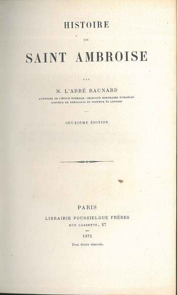Histoire de Saint Ambroise