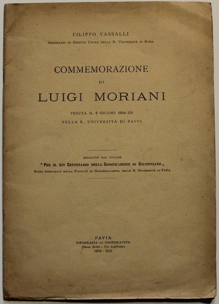 Commemorazione di Luigi Moriani tenuta il 2 giugno 1934-xii nella …