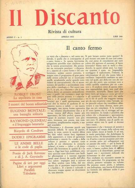 Il discanto: rivista mensile di cultura 1963 Consiglio di direzione: …