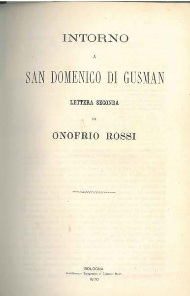 Intorno a San Domenico di Gusman. Lettera seconda