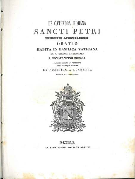 De cathedra romana Sancti Petri principis apostolorum oratio habita in …