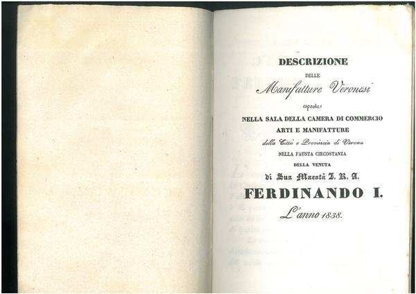 Descrizione delle manifatture veronesi esposte nella sala della camera di …