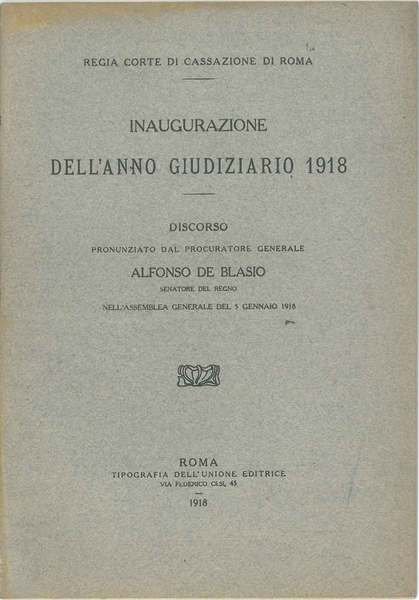 Inaugurazione dell'anno giudiziario 1918