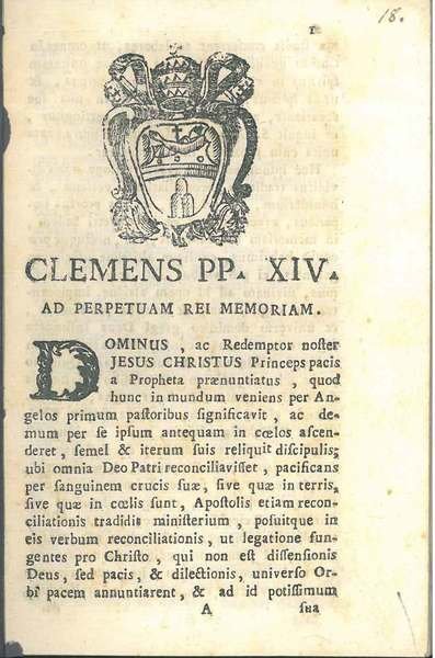 Clemens PP. XIV ad perpetuam rei memoriam