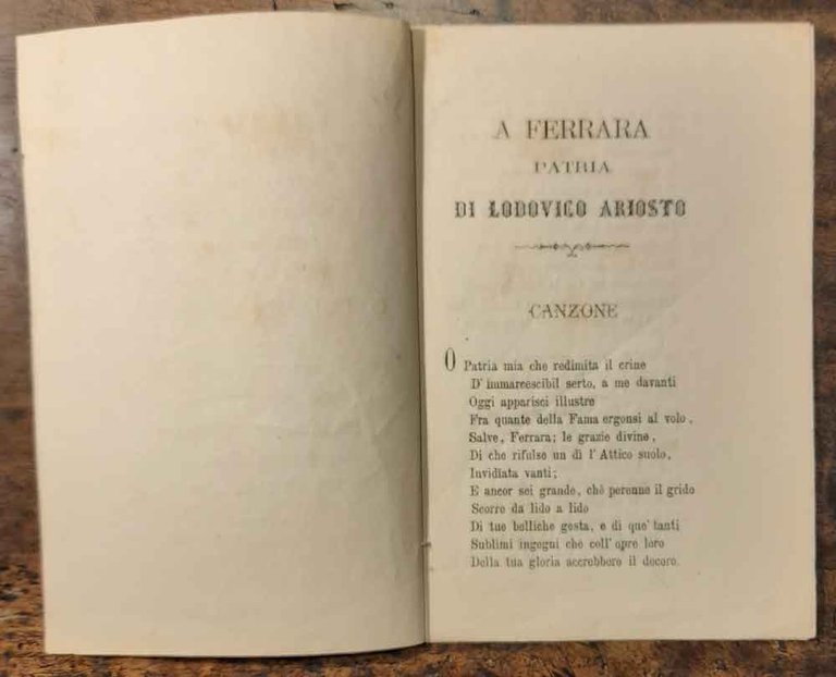 A Ferrara patria di Lodovico Ariosto. Canzone