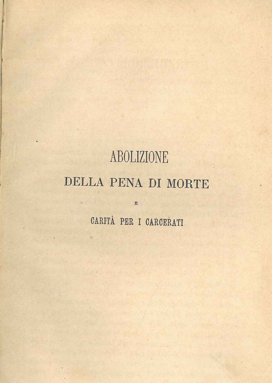 Abolizione della pena di morte e carità per i carcerati