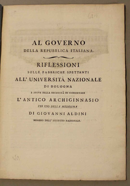 Al governo della Repubblica Italiana. Riflessioni sulle fabbriche spettanti all'università …