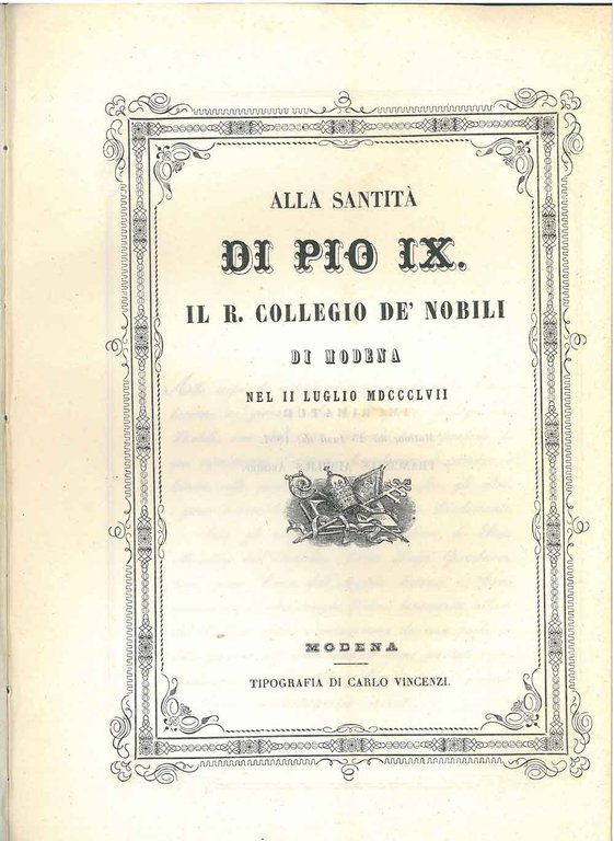 Alla santità di Pio IX, il R. Collegio de' nobili …