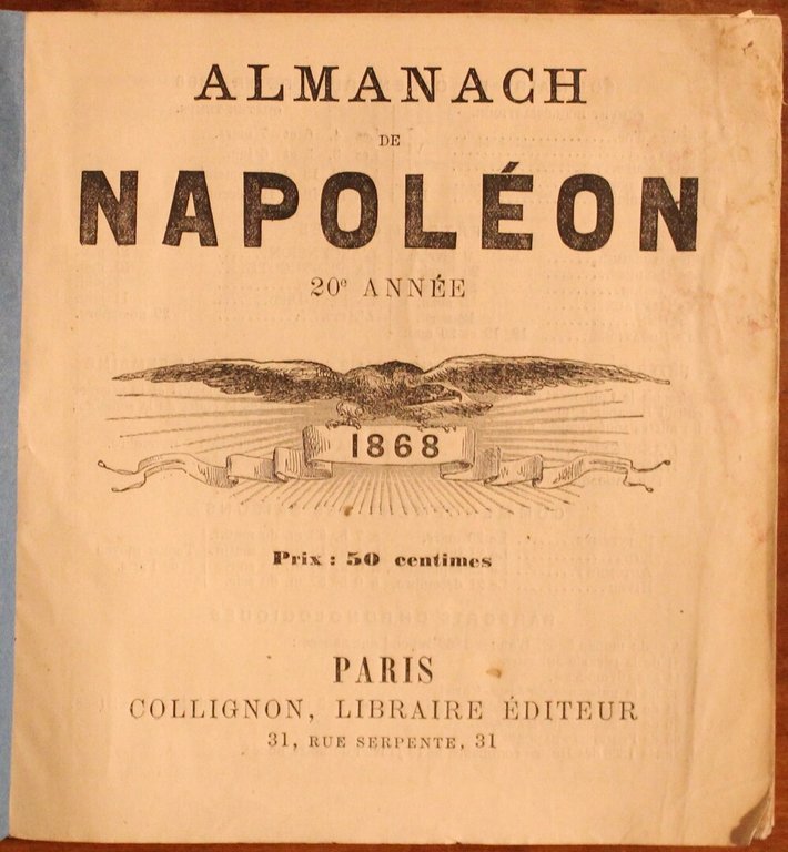 Almanach de Napoléon 20° année 1868