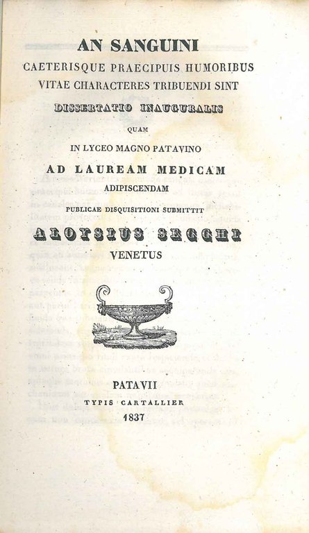 An sanguini caeterisque praecipuis humoribus vitae characteres tribuendi sint dissertatio …