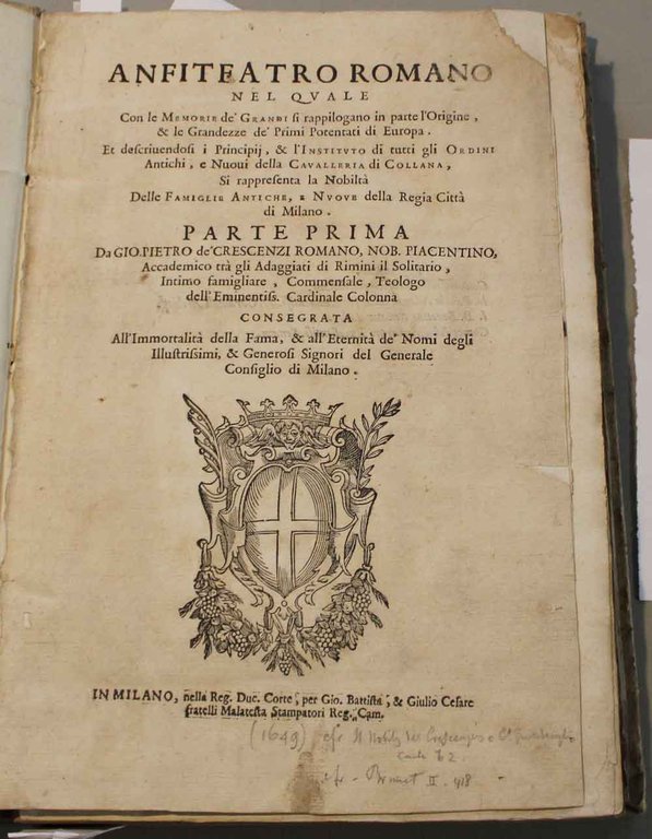 Anfiteatro romano nel quale con le memorie de' grandi si …