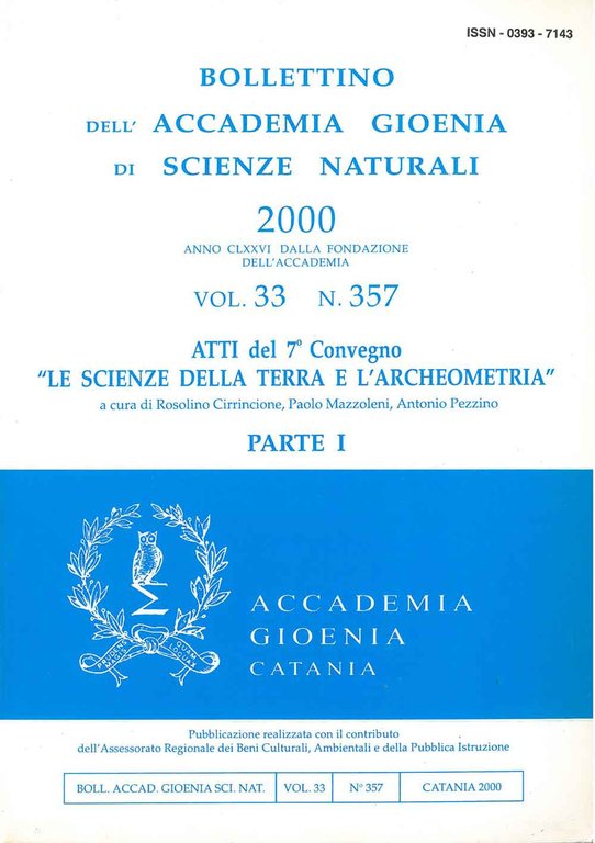 Atti del 7° convegno "Le scienze della terra e l'archeometria". …