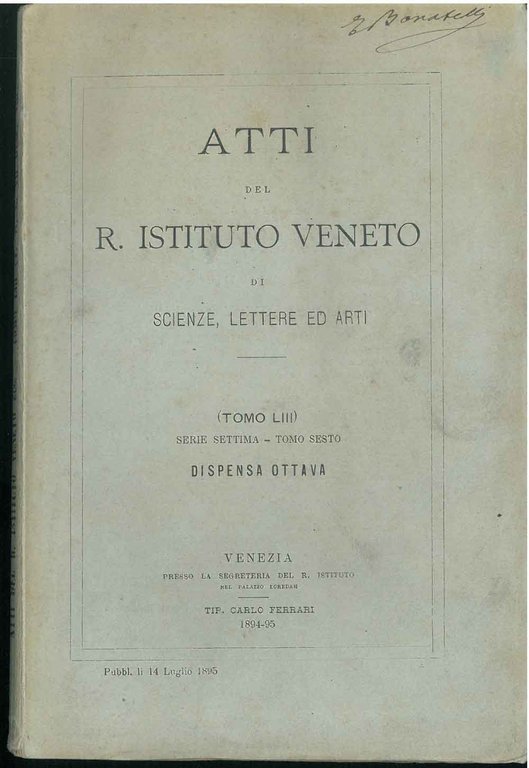 Atti del R. Istituto Veneto di scienze, Lettere ed Arti. …
