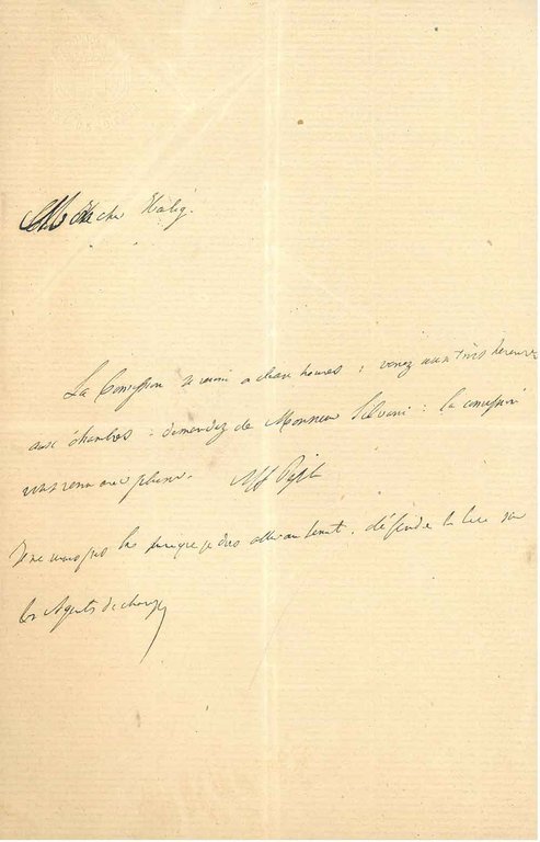 Biglietto autografo con firma su carta intestata a secco: "Camera …