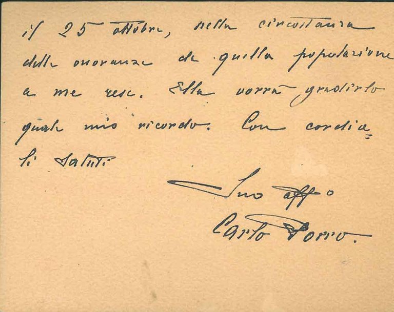 Biglietto intestato "Senato del Regno" e datato "28 - XI …