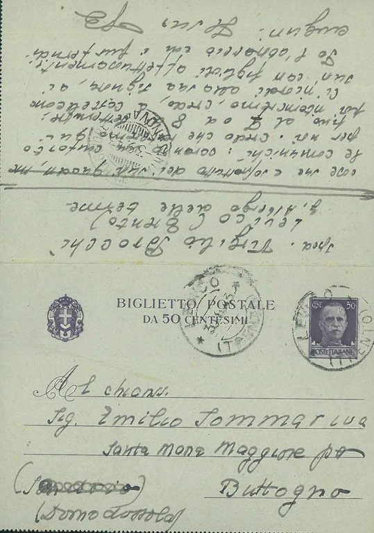 Biglietto postale viaggiato "Levico (Trento), 30.8.43"